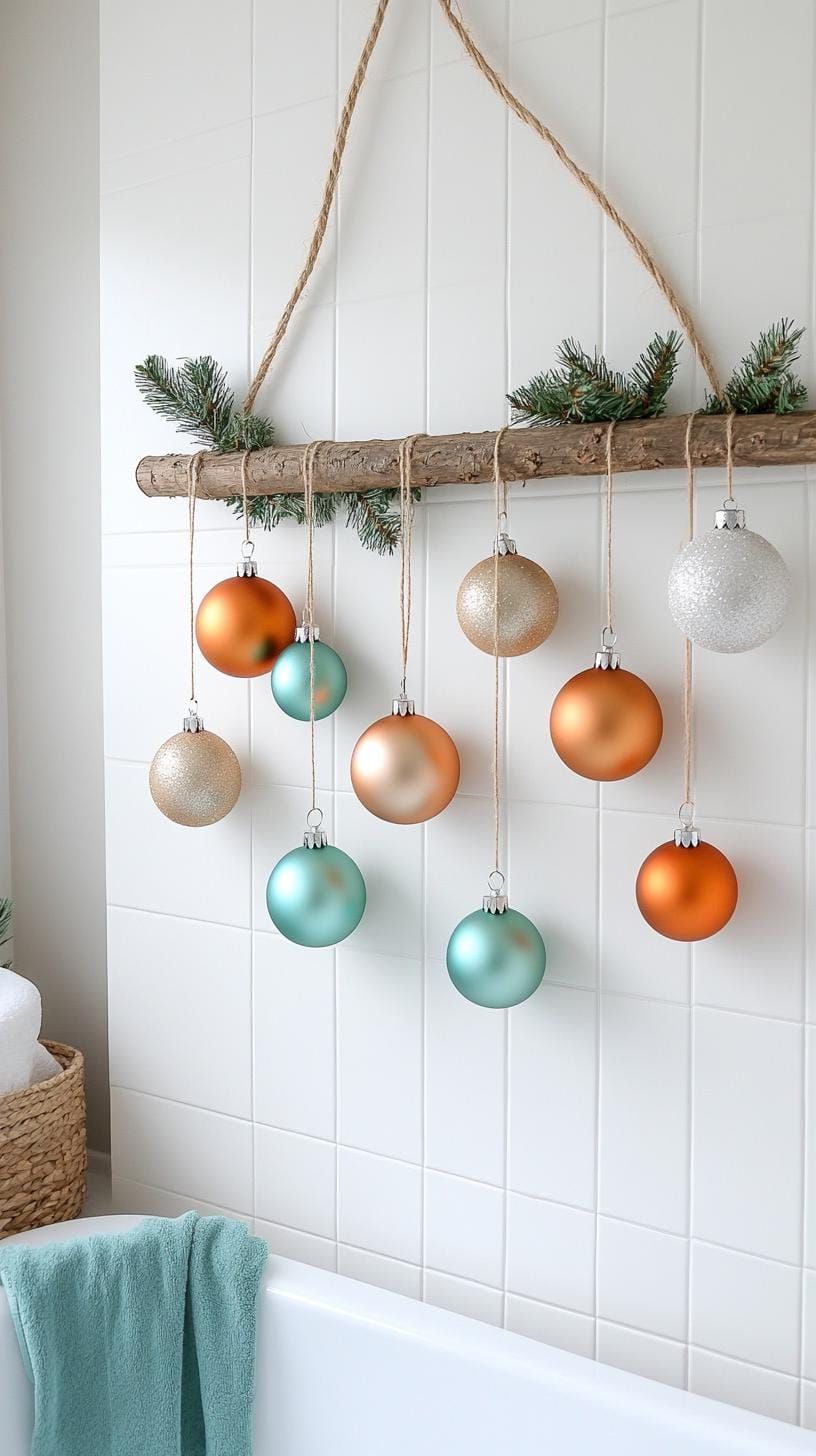 15. DIY Tree Decal with Hanging Ornaments