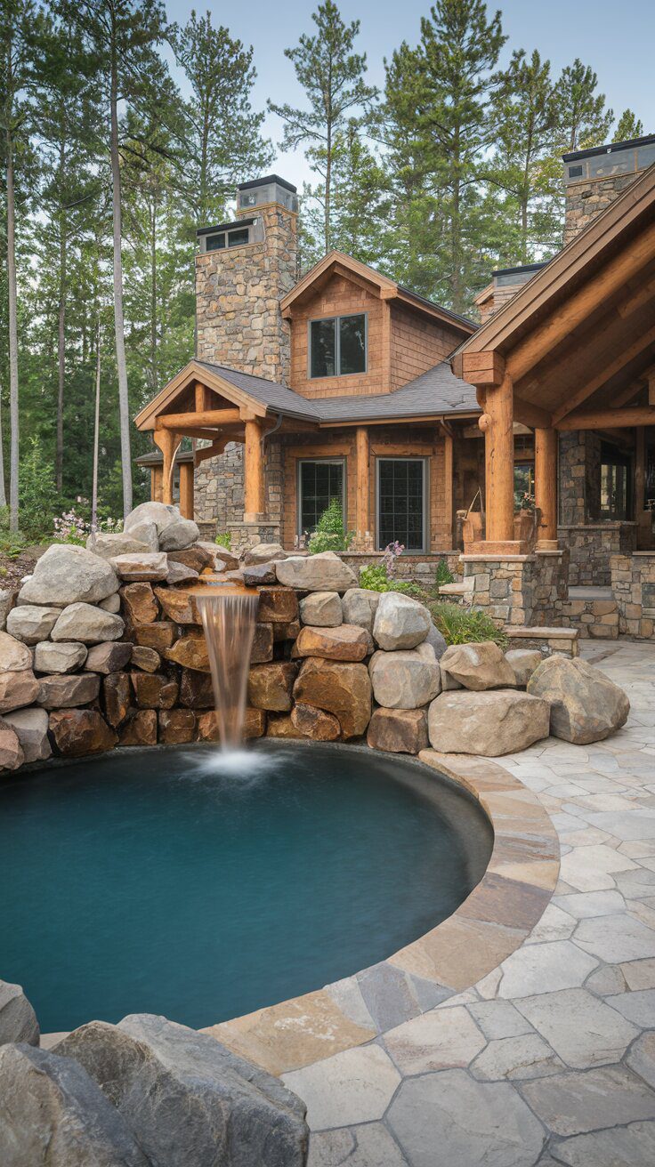 Natural Stone Backyard Pool Designs - photo 2