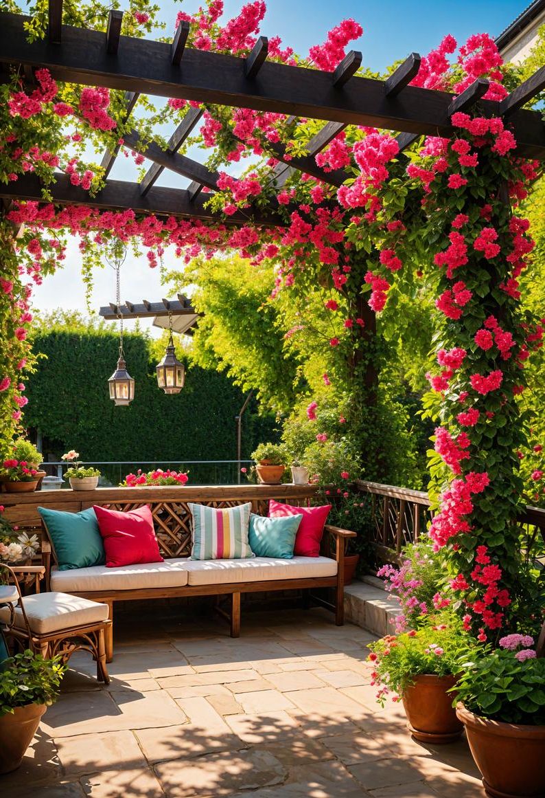 4. Flowering Vines on Pergolas