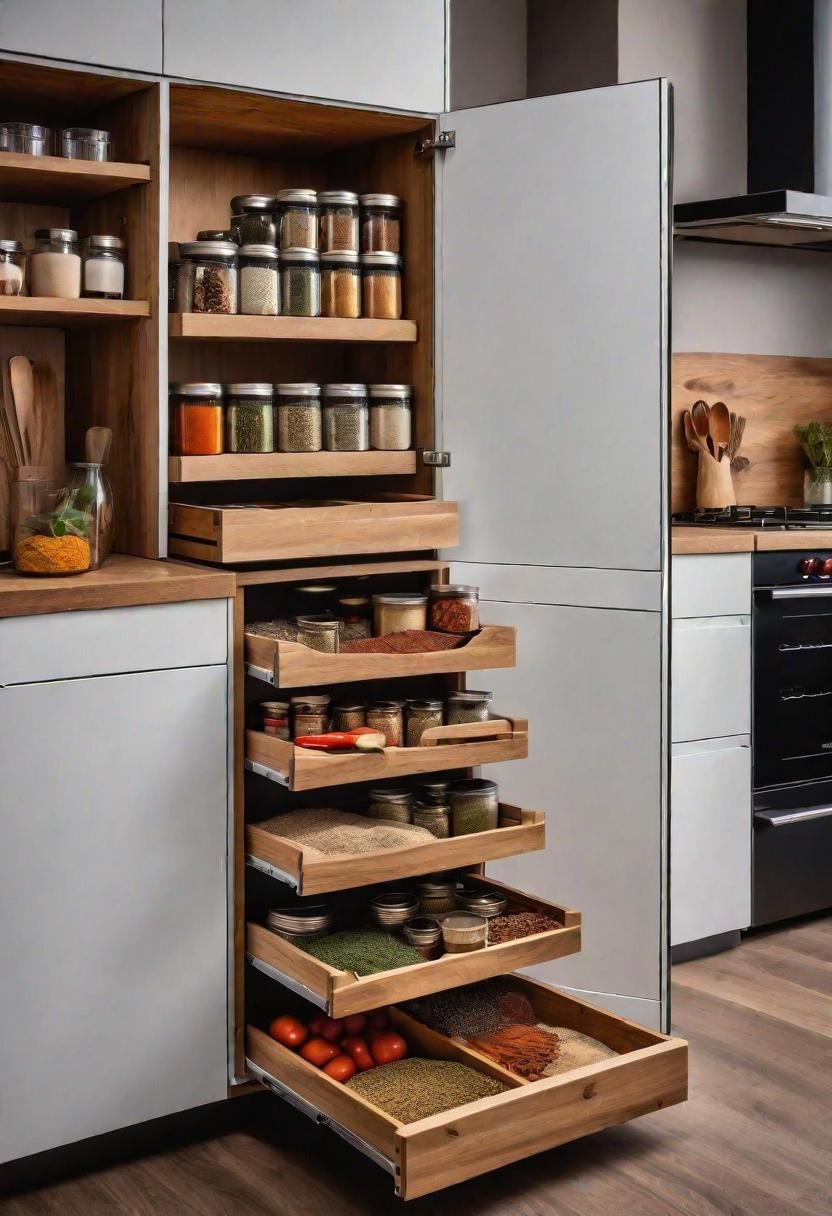 32. Spice Drawers Placed Near the Stove