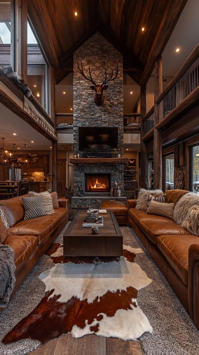 13. Living Room With Cowhide Rugs and Throws - photo 3