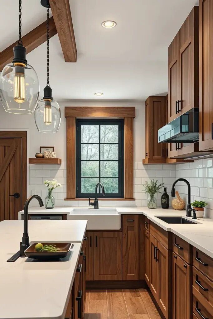 Matte Black Fixtures Paired With Warm Wood - photo 2