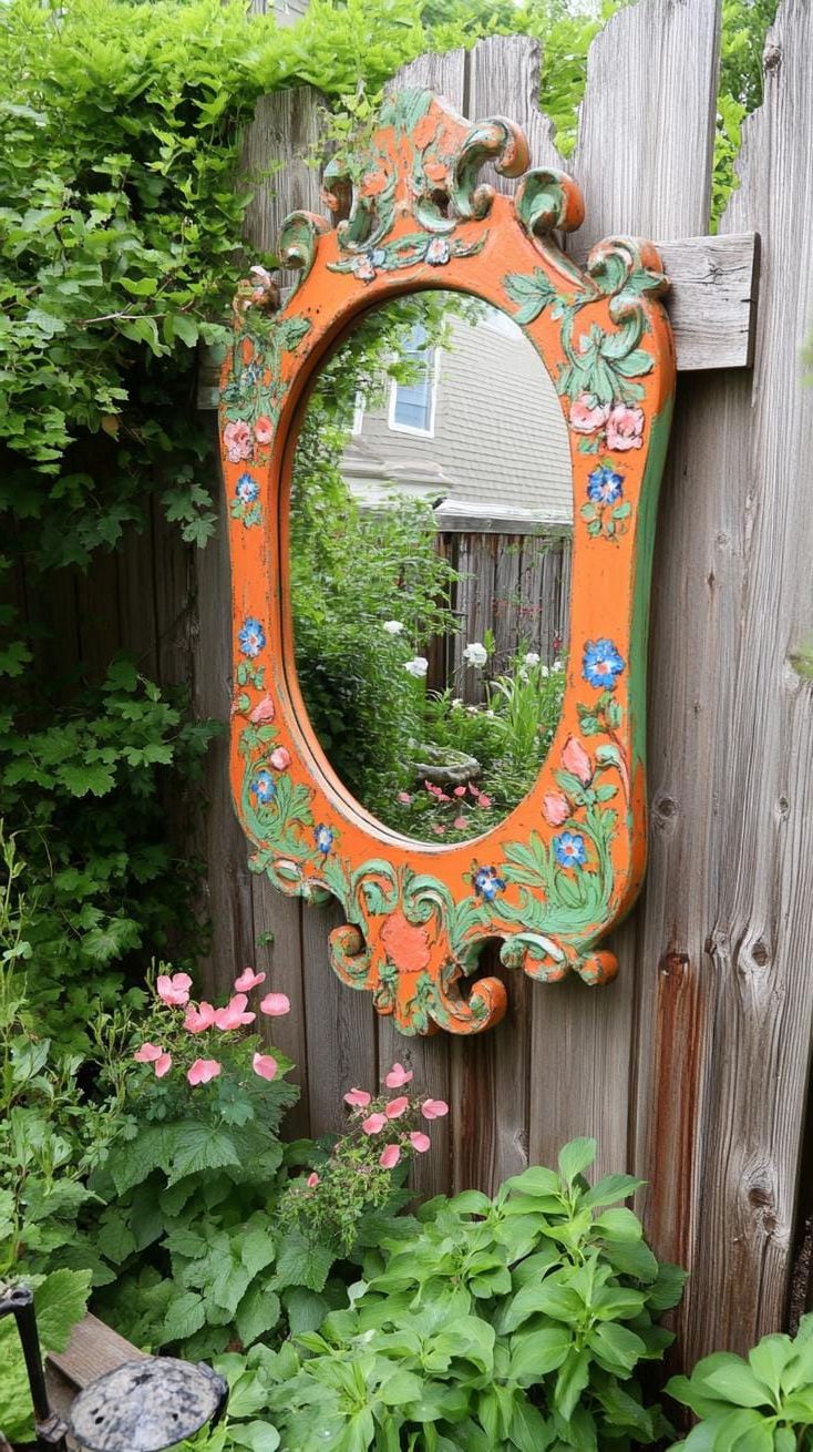 6. Turning an Old Mirror Frame into a Beautiful Addition to Your Garden Fence - photo 2