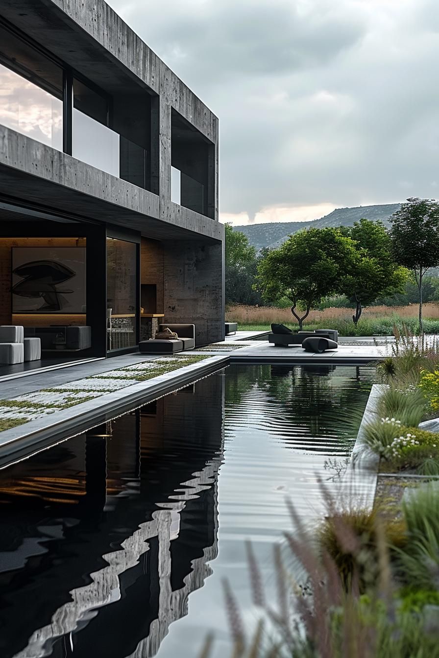 14. Reflective Black-Bottom Pool Style