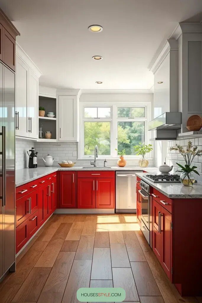 Balancing Red Cabinets with Neutral Tones - photo 2