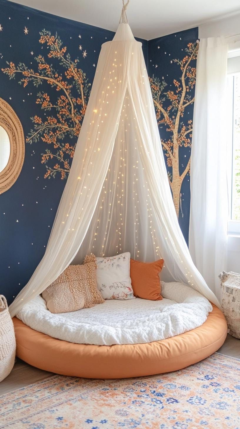 3. Canopy Ceiling with Twinkling Lights and Star Murals - photo 3
