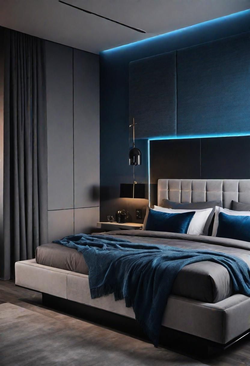 38. Sleek Grey Paired with Electric Blue