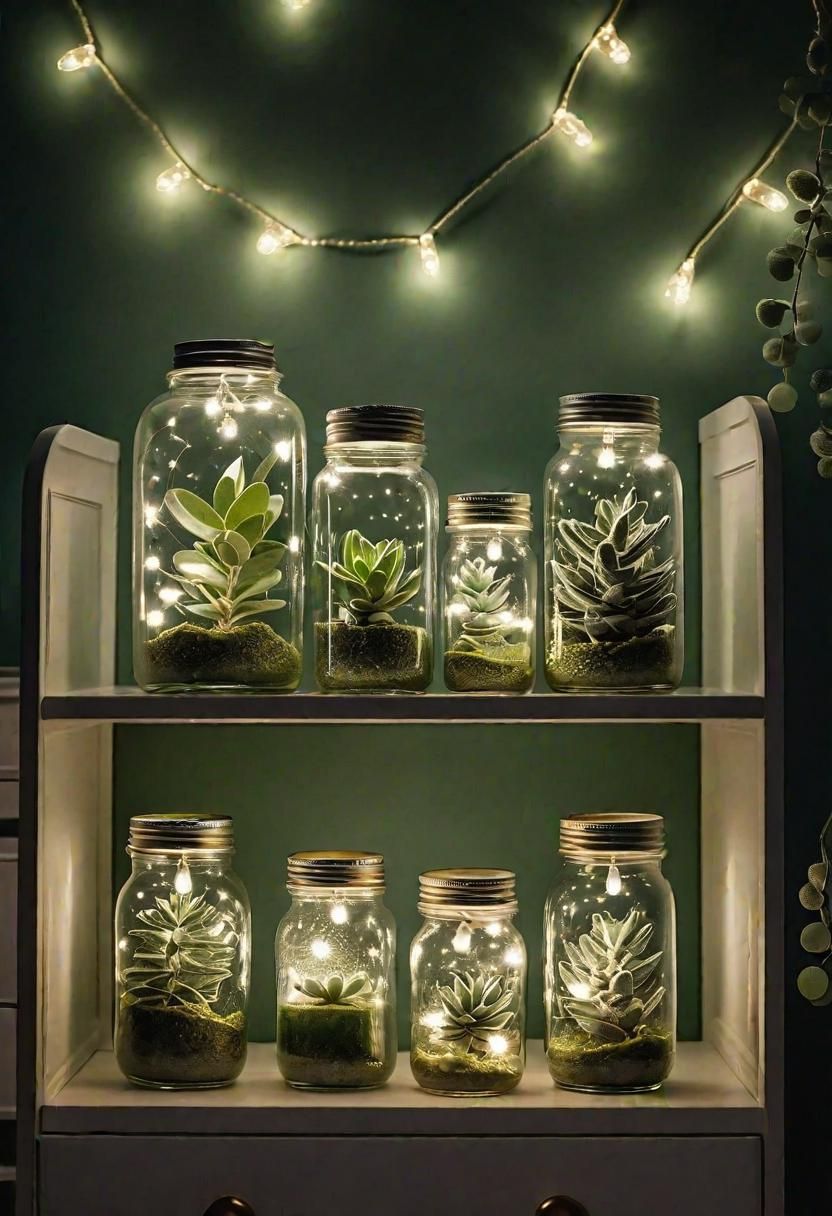 34. DIY Fairy Lights in Sage Green