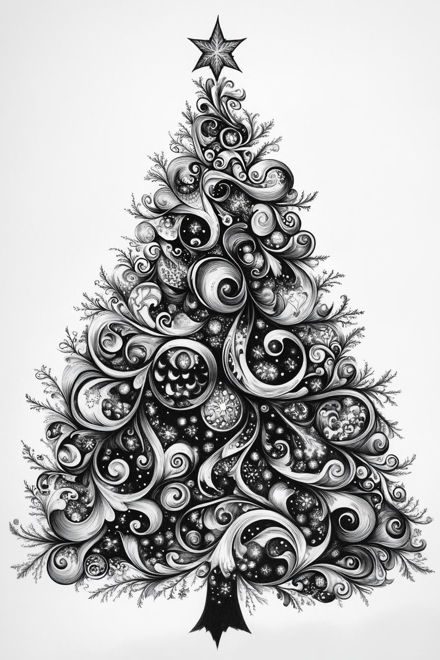 7. Hand-Drawn Monochrome Tree Art - photo 2