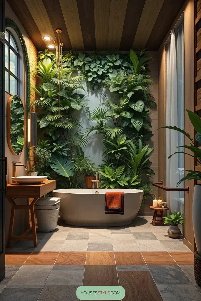 Living Plant Walls for a Green Bathroom