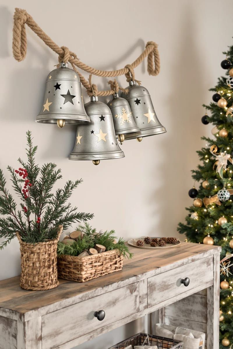 23. Large jingle bells over a reclaimed wood table - photo 2