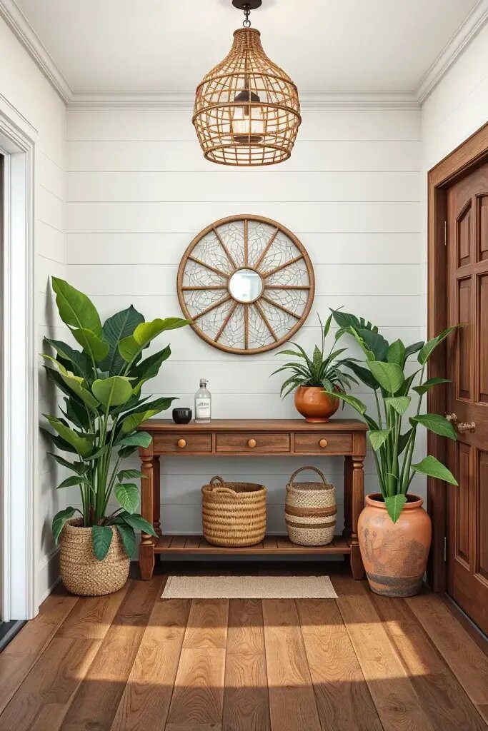 Natural Wood Elements for a Warm Entryway