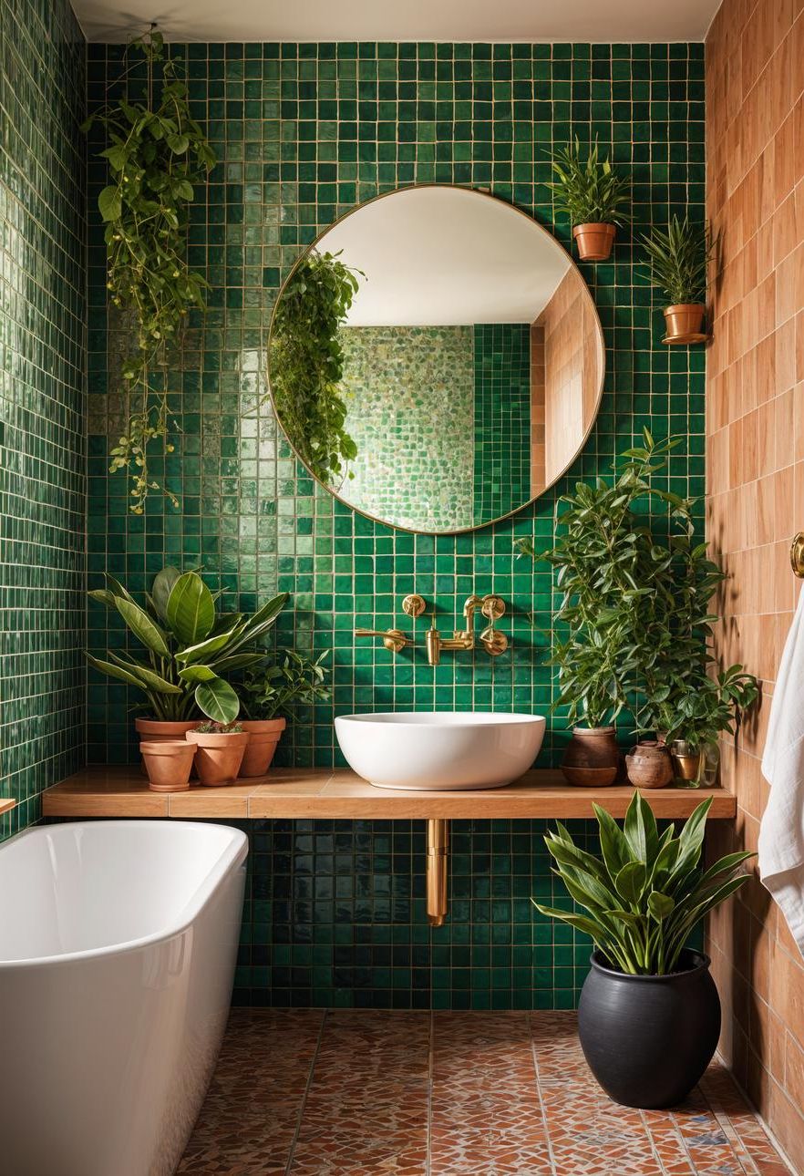 17. Mediterranean-Inspired Green Bathroom Decor - photo 2