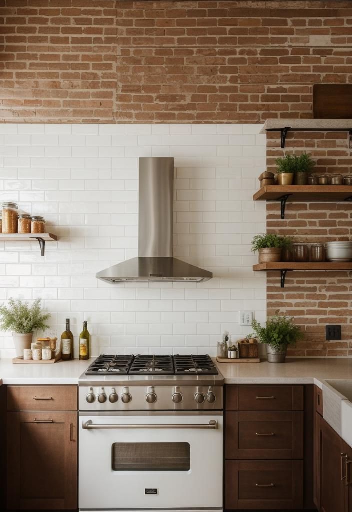 19. Faux Brick Kitchen Wallpaper Ideas