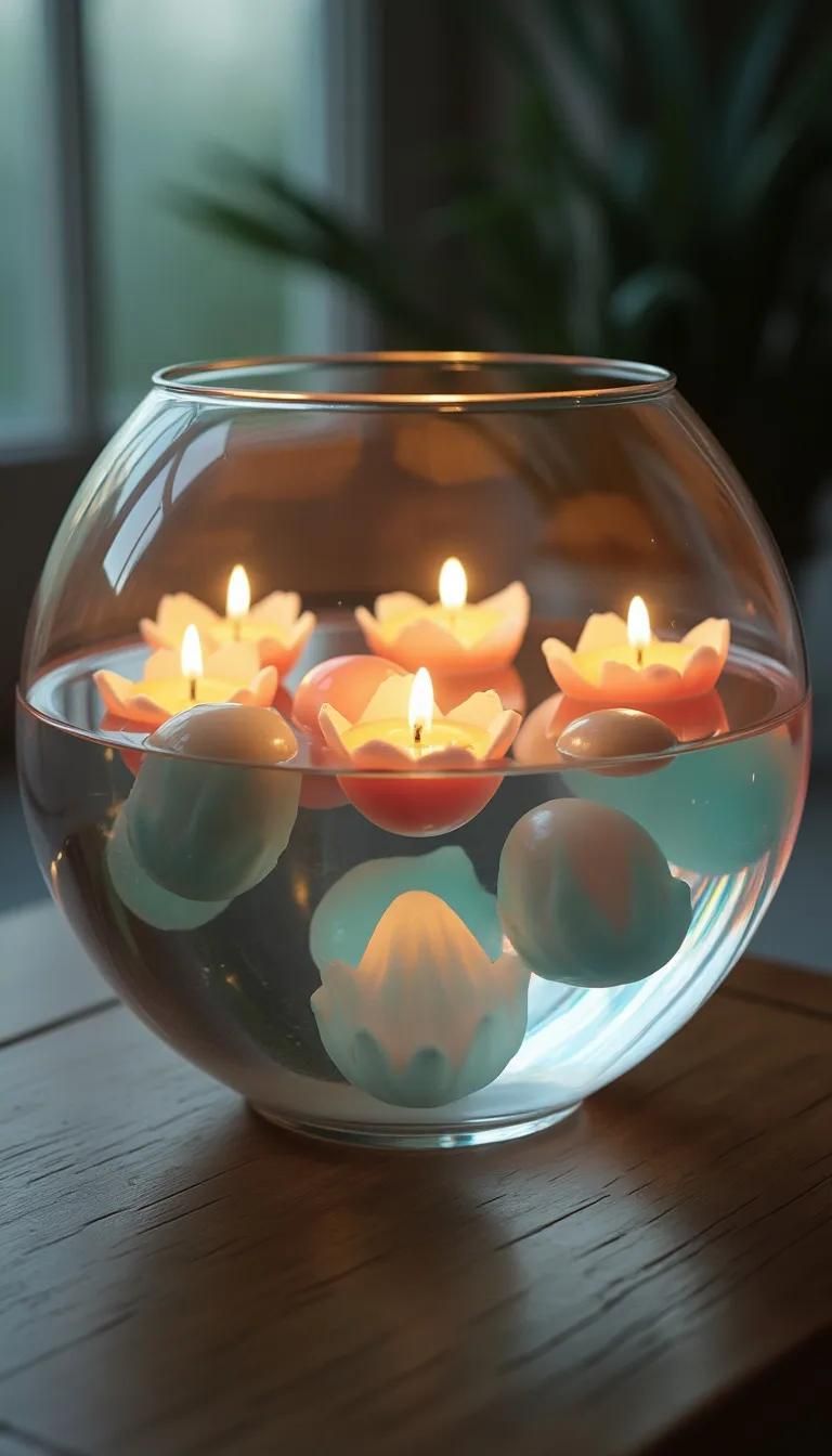 13. Floating Egg Candles In Glass Vases