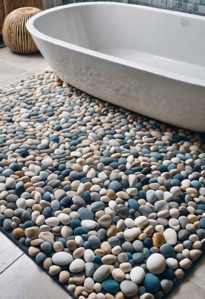 33. DIY Pebble Bath Mats