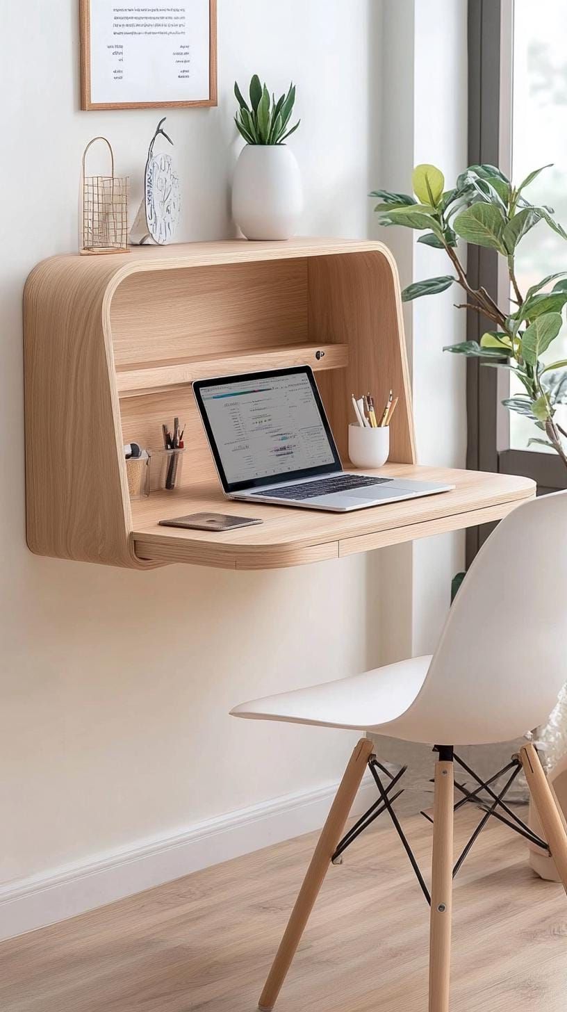 13. Fold-Down Desk Mounted on the Wall