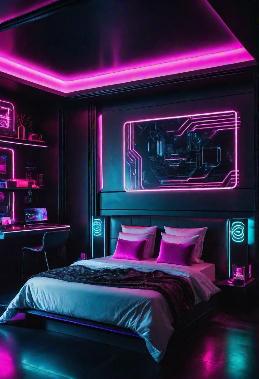 21. Cyberpunk Neon Bedroom Inspiration - photo 2