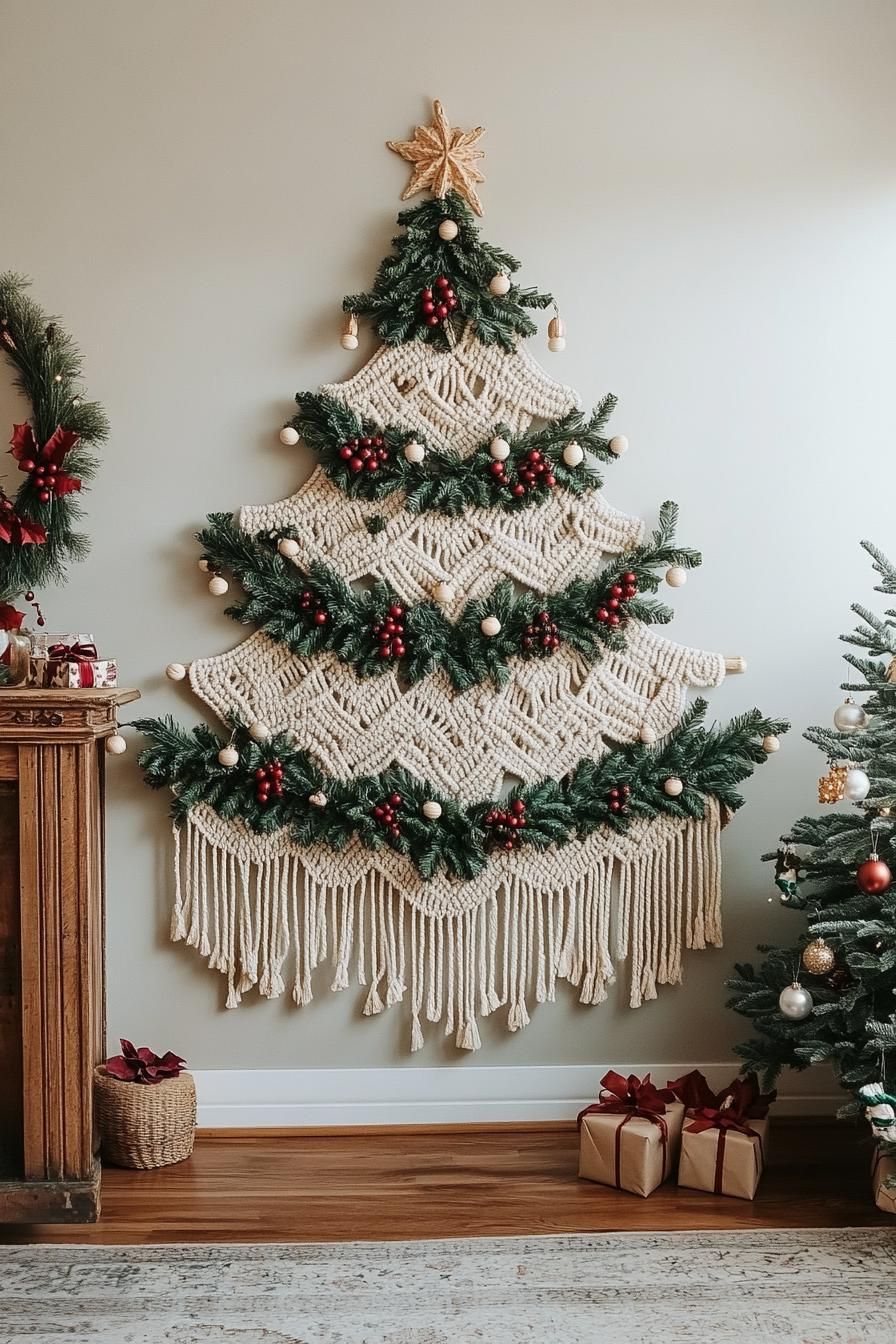 1. Macrame Christmas Tree Wall Art - photo 2