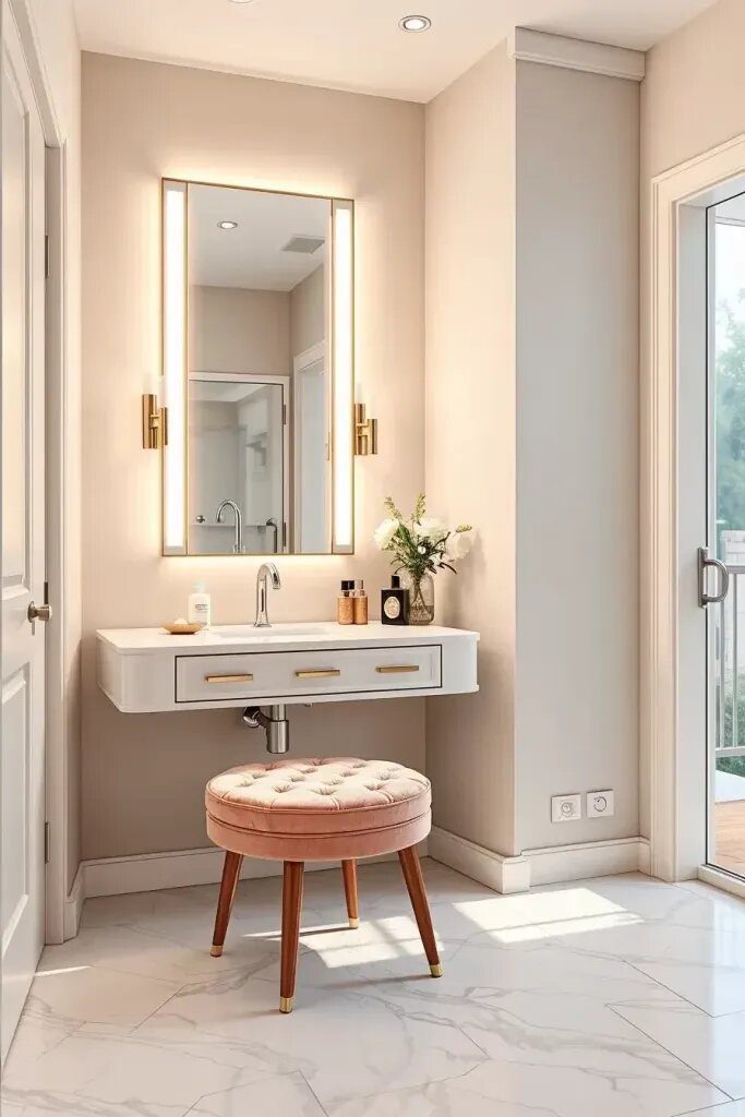 Built-In Makeup Stations and Vanity Seats
