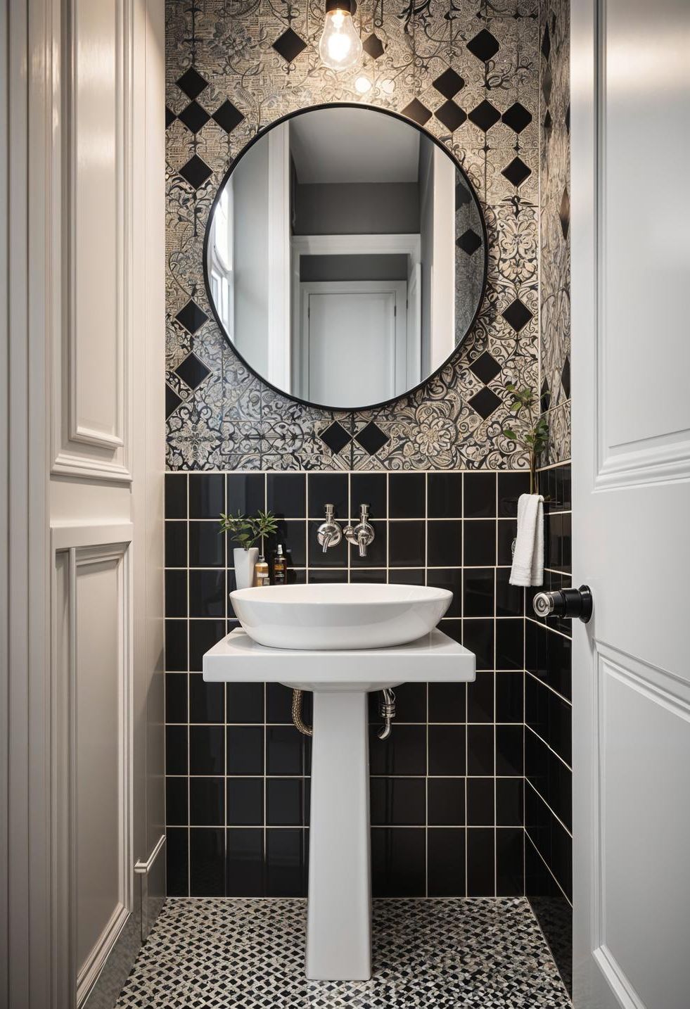 4. Vintage-Modern Bathroom Style Mix