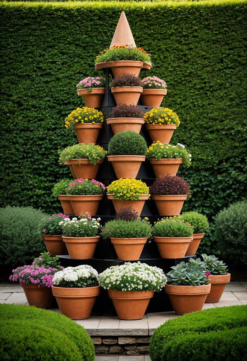 17. Hand-Painted Terra Cotta Planter Art