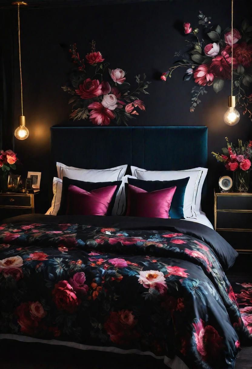 12. Midnight Floral Bedroom Look