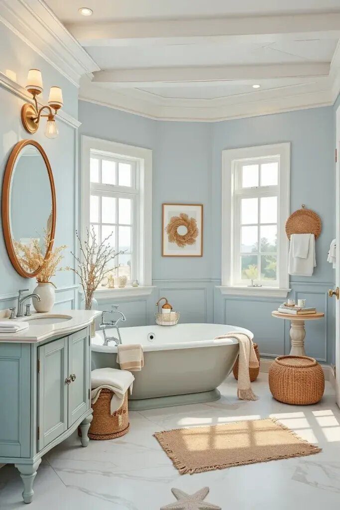 1. Beachy Bathrooms With Soft Blue And Sage