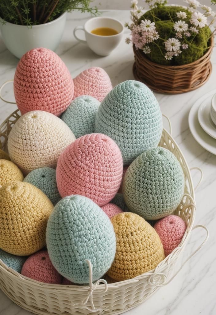 11. Pastel Crochet Egg Covers