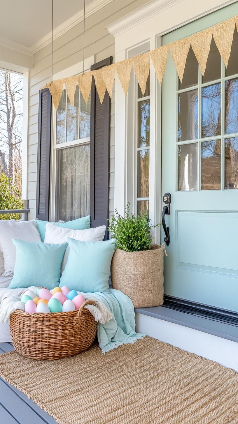 14. Charming Easter Front Porch Decor