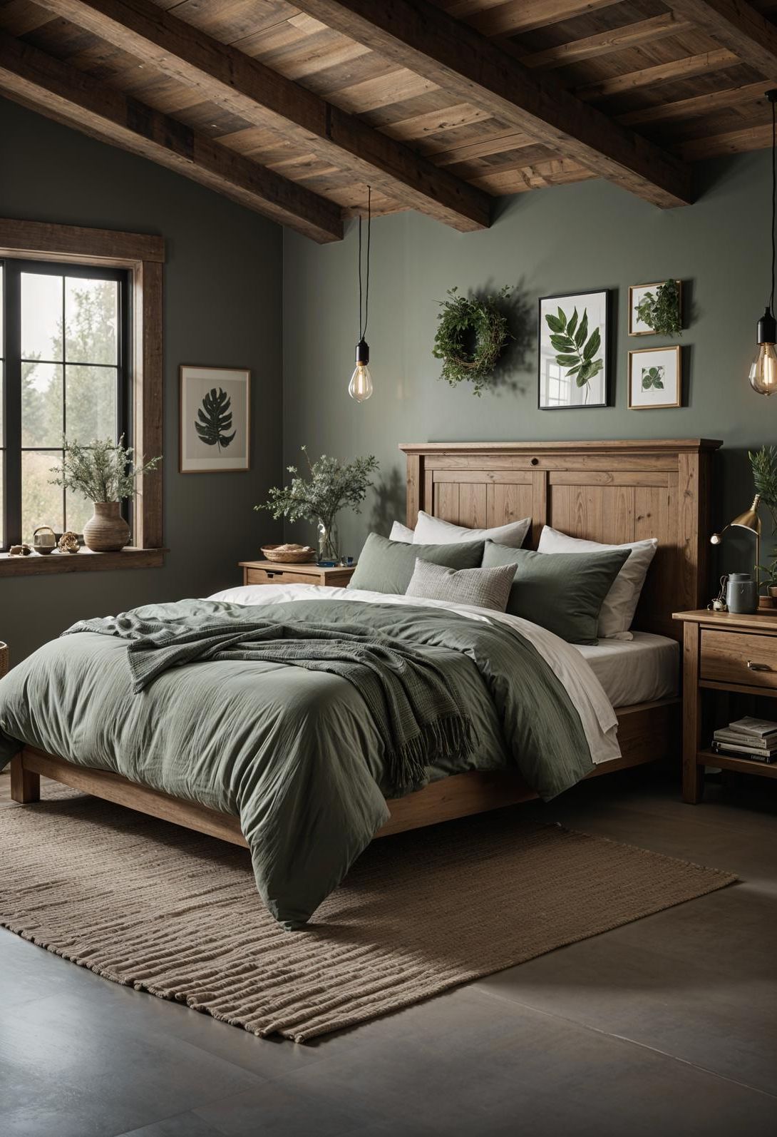 7. Rustic Sage and Grey Bedroom Style - photo 2