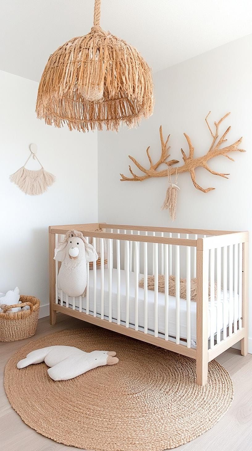 15. Wood Nymph Nest with Driftwood and Neutral Tones