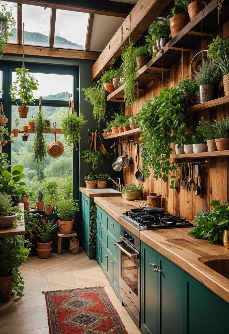 12. Botanical Boho Kitchen Decor