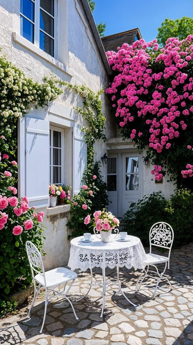 23. French Patio Retreat with Antique Furniture and Roses - photo 3