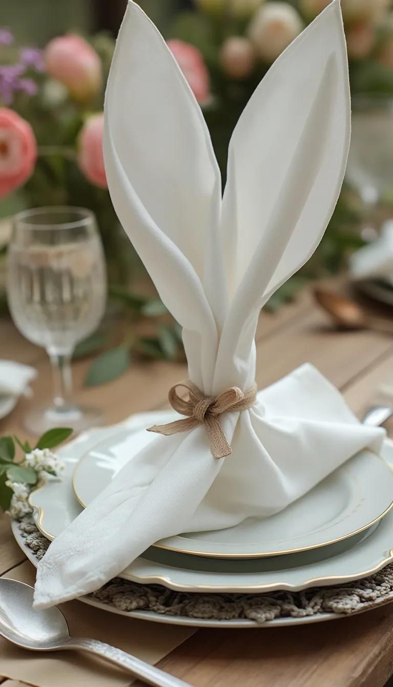 5. Elegant Easter Table With Bunny Ear Napkins