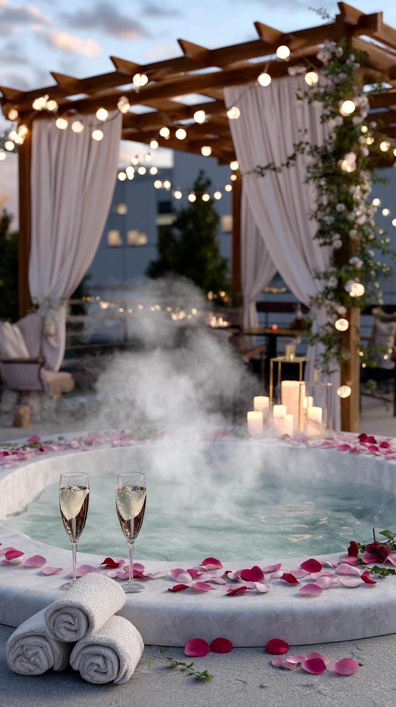 19. Let’s set a romantic mood with rose petals and soft lighting in the hot tub - photo 2