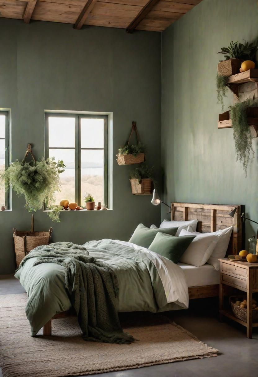 27. Sage Green Farmhouse Bedroom Design - photo 3