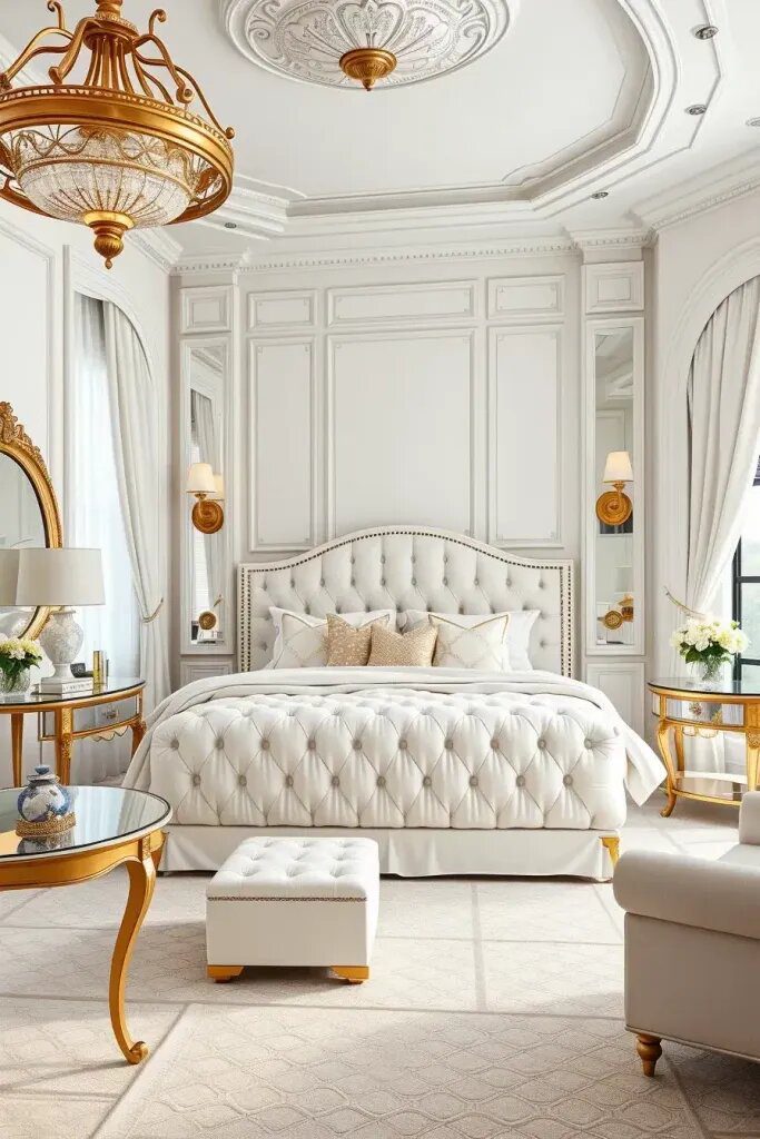 Elegant Gold and White Bedroom Decor - photo 2