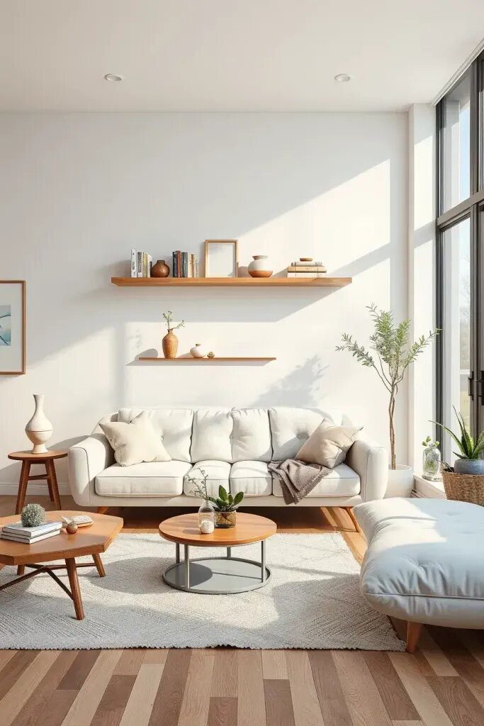 5. Add Depth With Floating Minimalist Shelves
