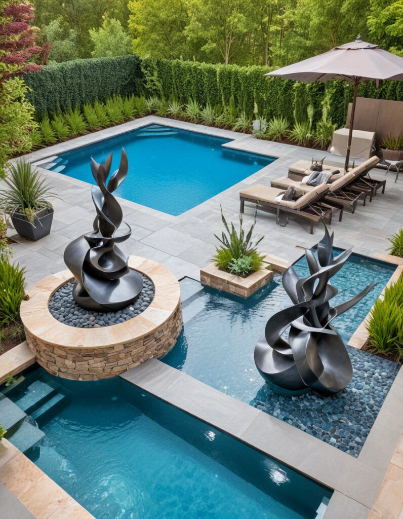 Outdoor Art and Sculptures for the Pool