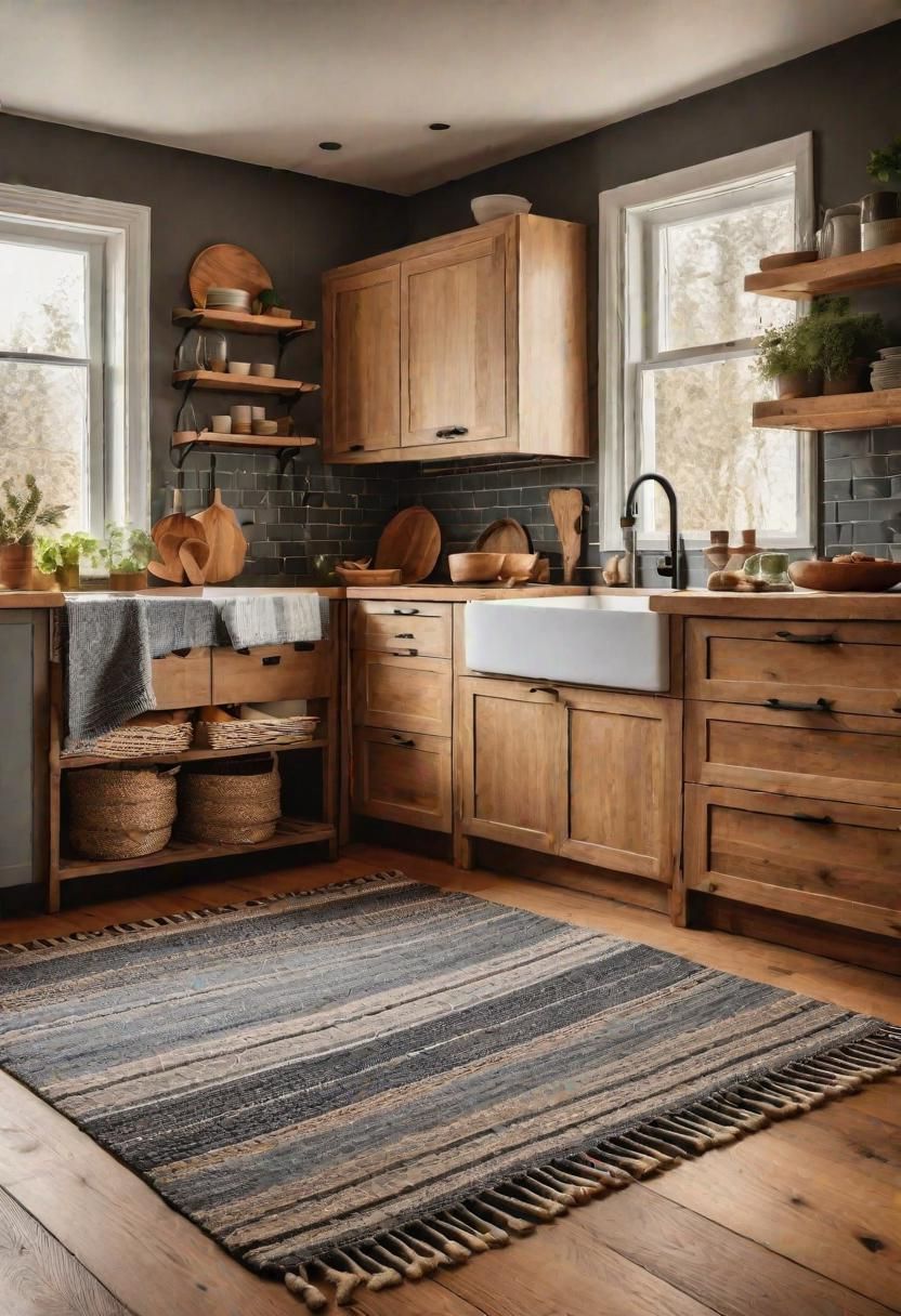 17. Adding Textile Rugs to Cozy Kitchens