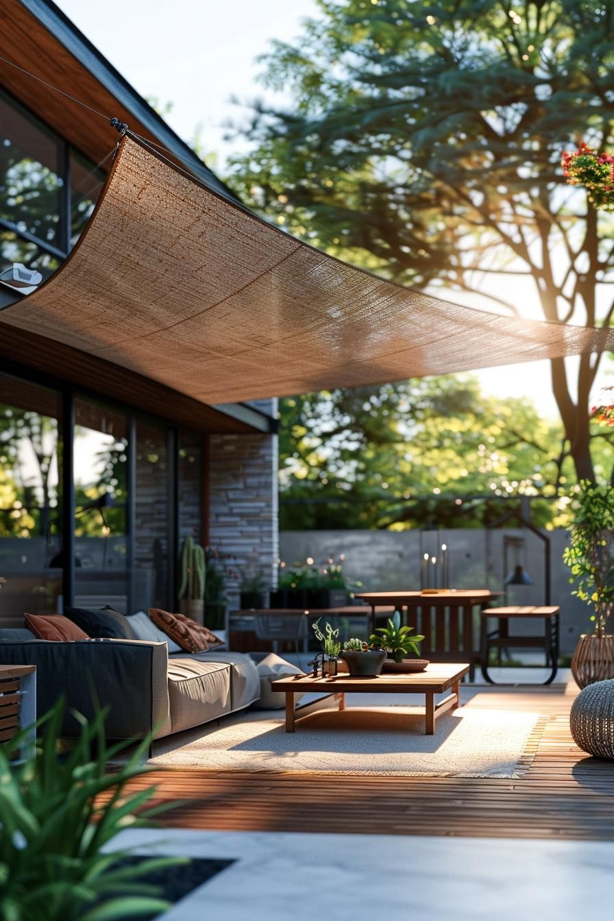 11. Install a Modern Sail Shade Canopy