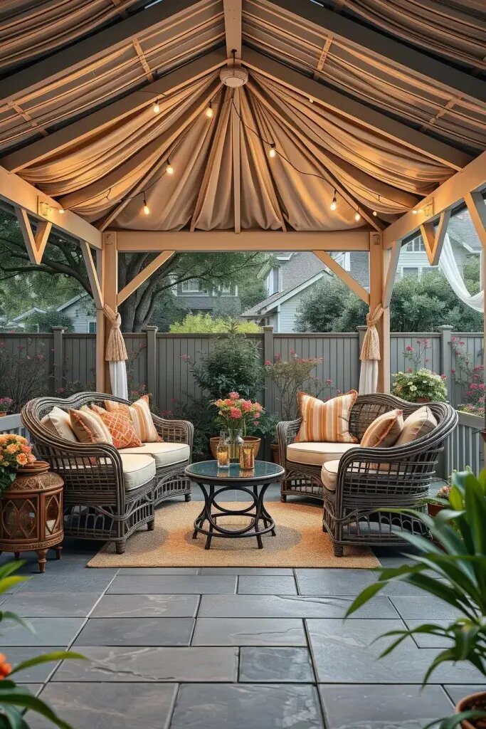 Wicker Seating Arrangements for Gazebo Comfort