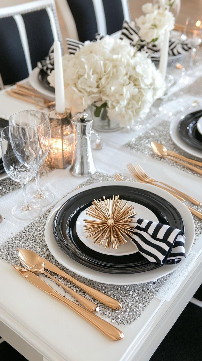5. Elegant Monochrome Table Settings - photo 2
