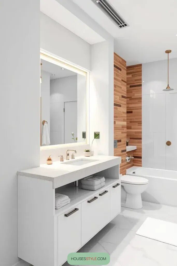 Cozy Faux Timber Tiles for Bathroom Walls