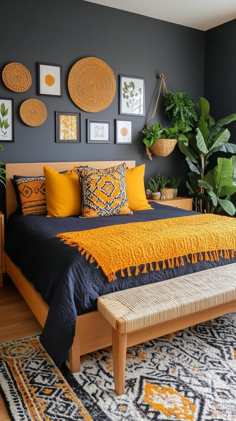 23. Deep-Toned Gallery Wall With Plants And Eclectic Accents - photo 3