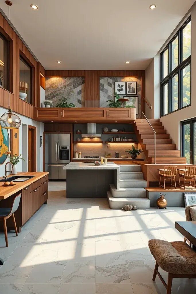 Luxurious kitchens with different levels of countertops - photo 2