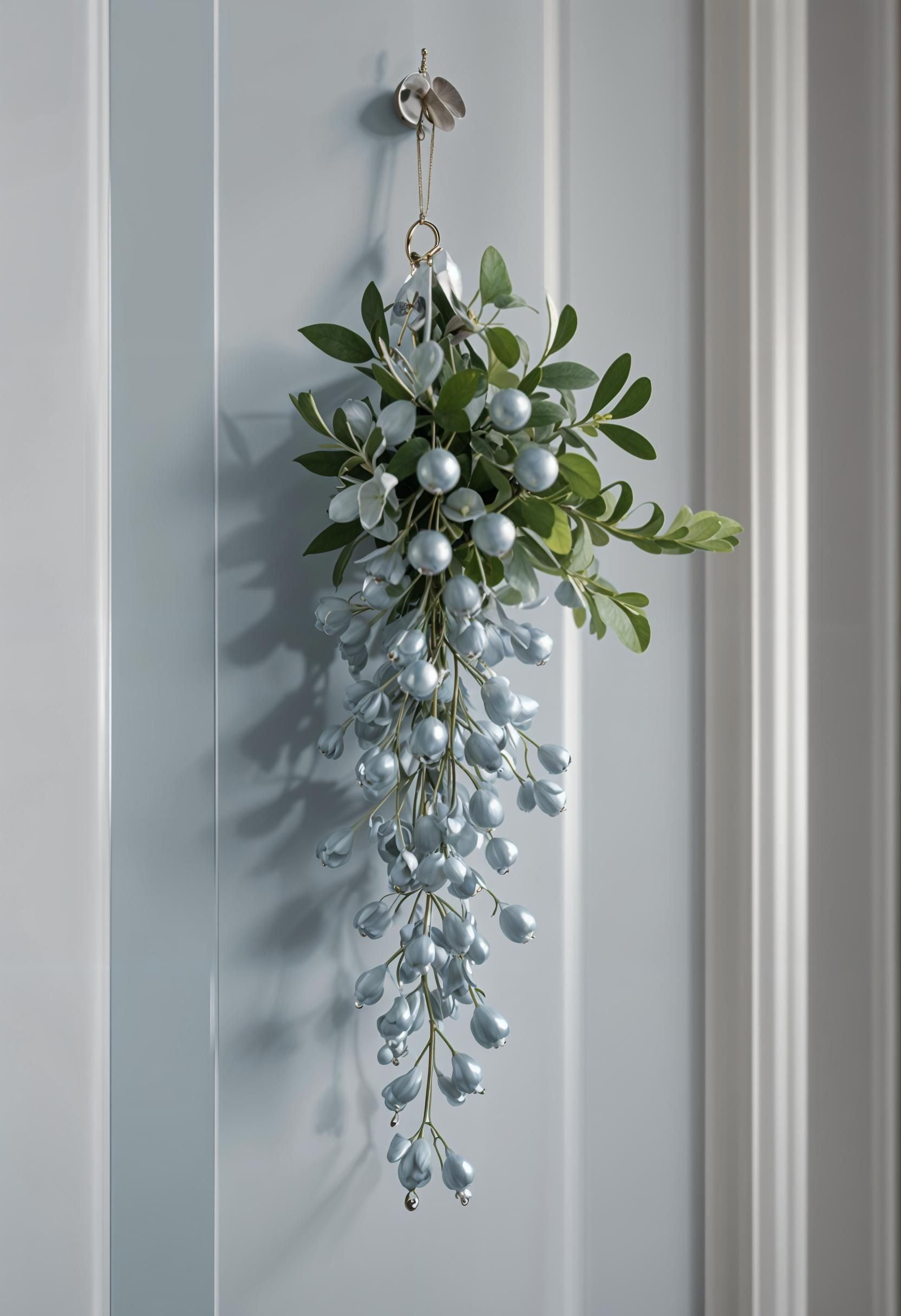 20. Shimmering Blue Mistletoe Accents