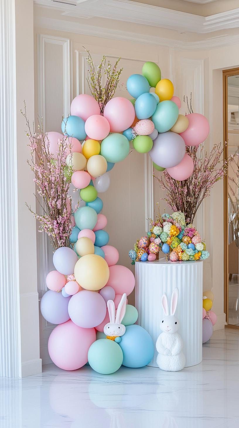 17. Bunny Backdrop Balloon Arch For Easter - photo 3
