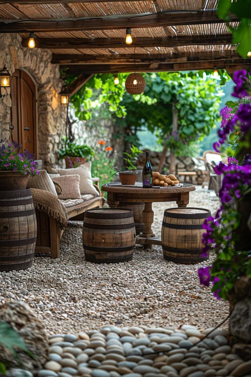 6. Wine Barrel Gravel Patio Style - photo 3